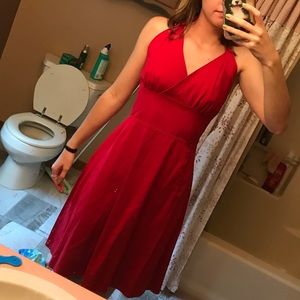 Red halter top cotton casual/semi-formal dress